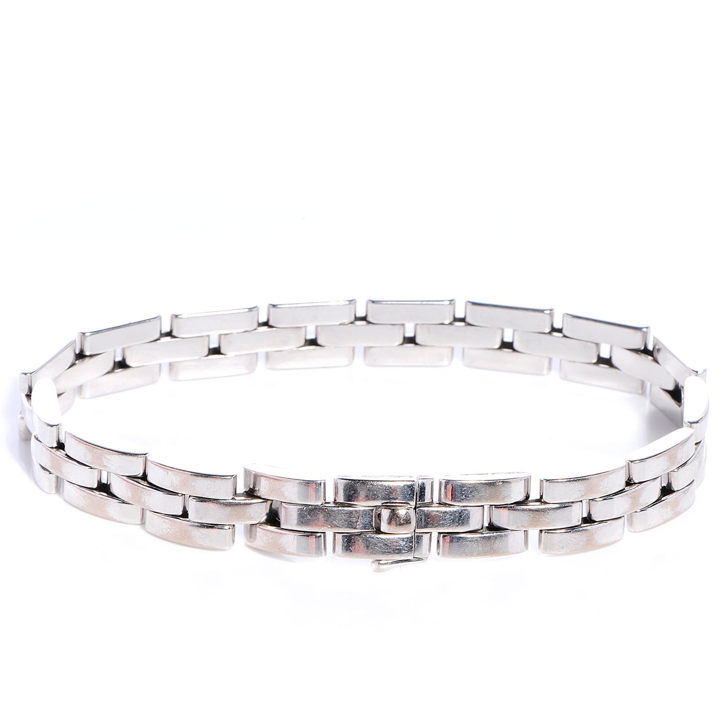 18k White Gold Panthere Maillon Three Row Bracelet