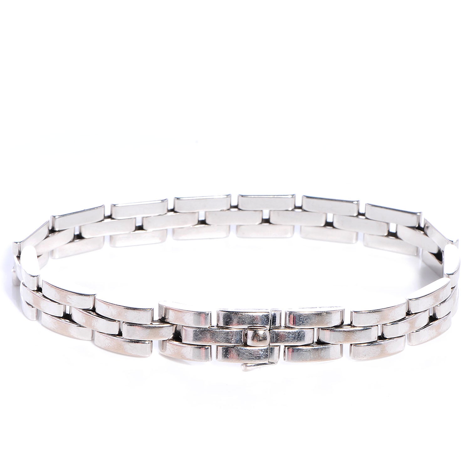 Cartier 18k White Gold Panthere Maillon Three Row Bracelet 3 of 7
