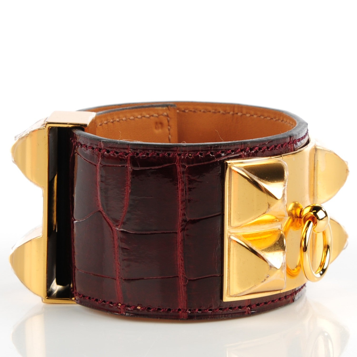 Hermes Shiny Alligator Collier De Chien CDC Bracelet S Rouge H 3 of 7