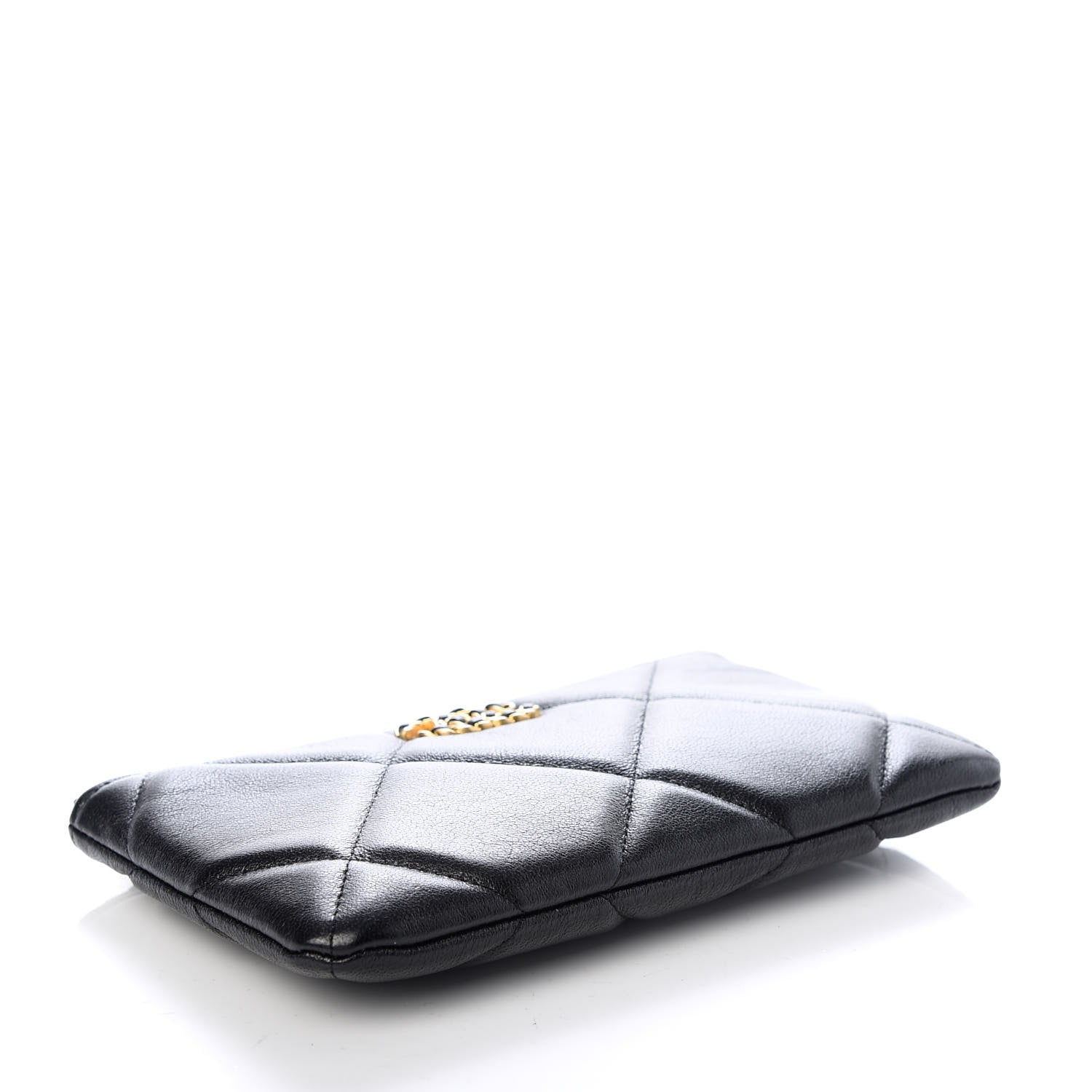 Chanel Shiny Goatskin Quilted Small Chanel 19 Pouch Black 4 of 8