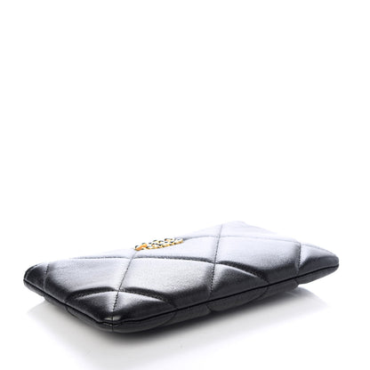 Chanel Shiny Goatskin Quilted Small Chanel 19 Pouch Black 4 of 8