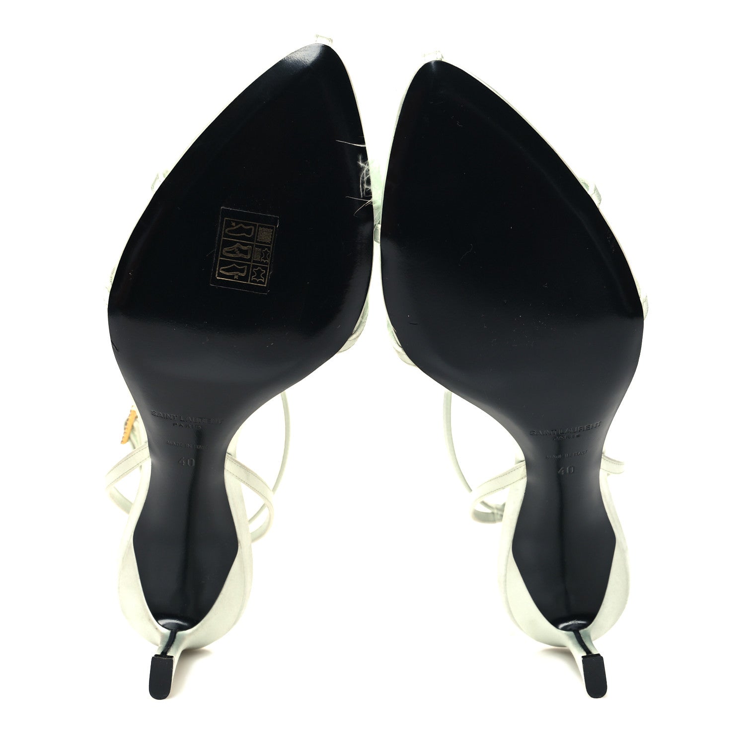 Saint Laurent Cepe Satin Mae Feathered Sandals Slight 40 Green 5 of 7