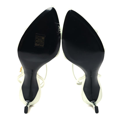 Saint Laurent Cepe Satin Mae Feathered Sandals Slight 40 Green 5 of 7