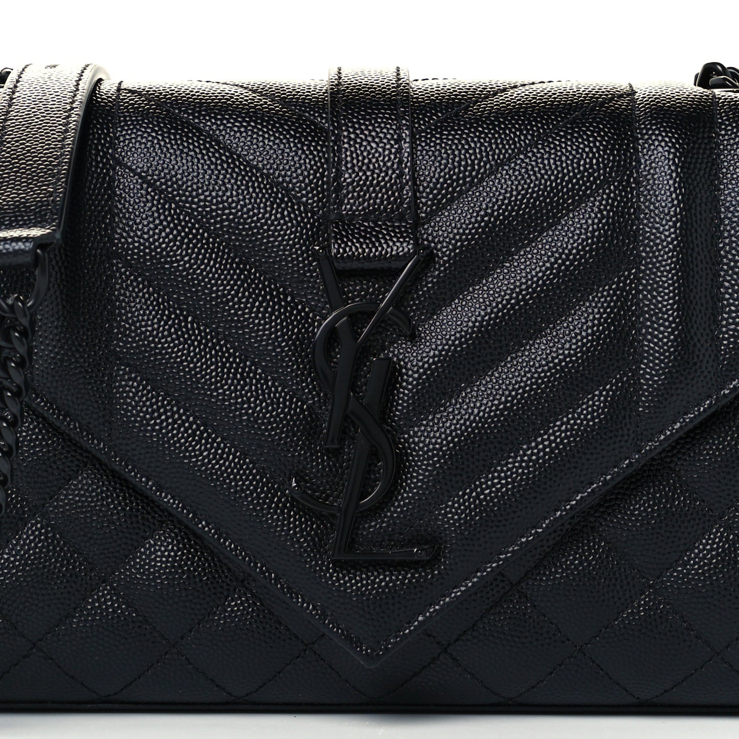 Grain De Poudre Textured Mixed Matelasse Triquilt Small Monogram Satchel Black