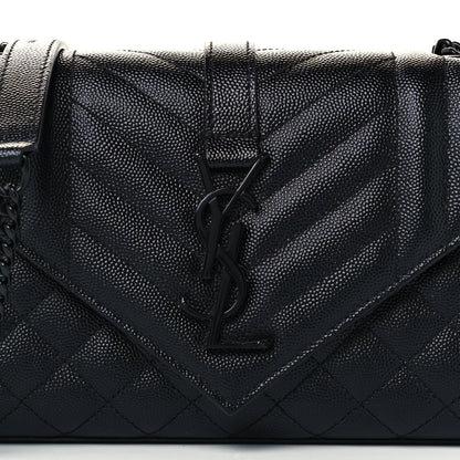 Saint Laurent Grain De Poudre Textured Mixed Matelasse Triquilt Small Monogram Satchel Black 8 of 10