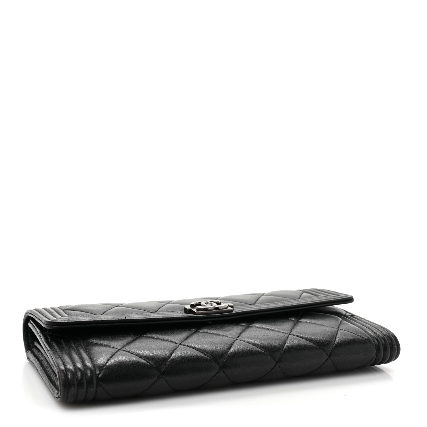 Chanel Lambskin Quilted Large Boy Gusset Flap Wallet Black 4 of 16