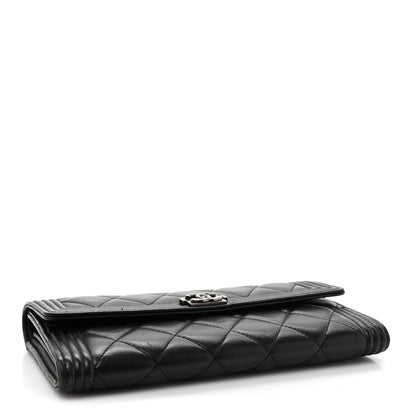 Chanel Lambskin Quilted Large Boy Gusset Flap Wallet Black 4 of 16