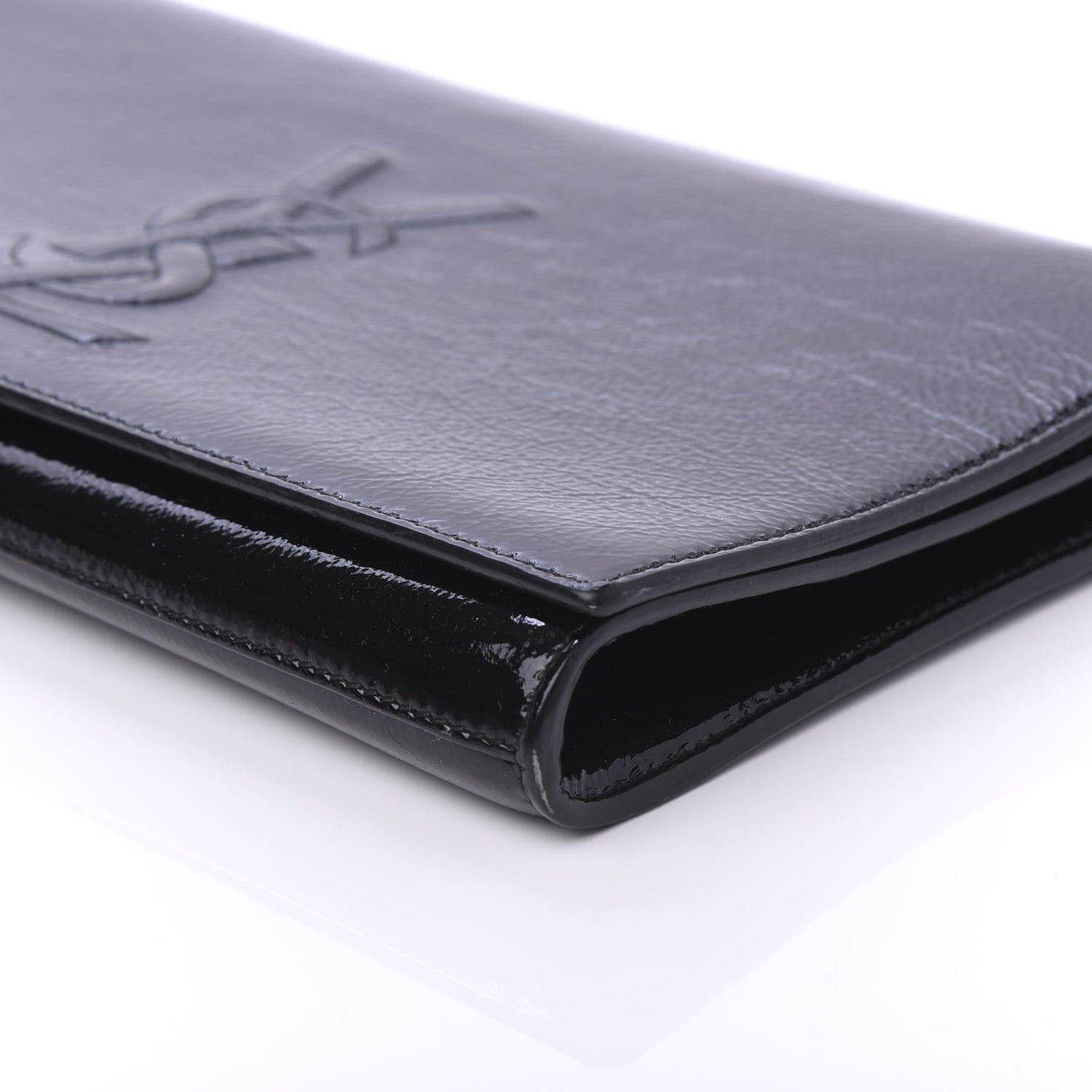Textured Patent Monogram Large Belle De Jour Clutch Black