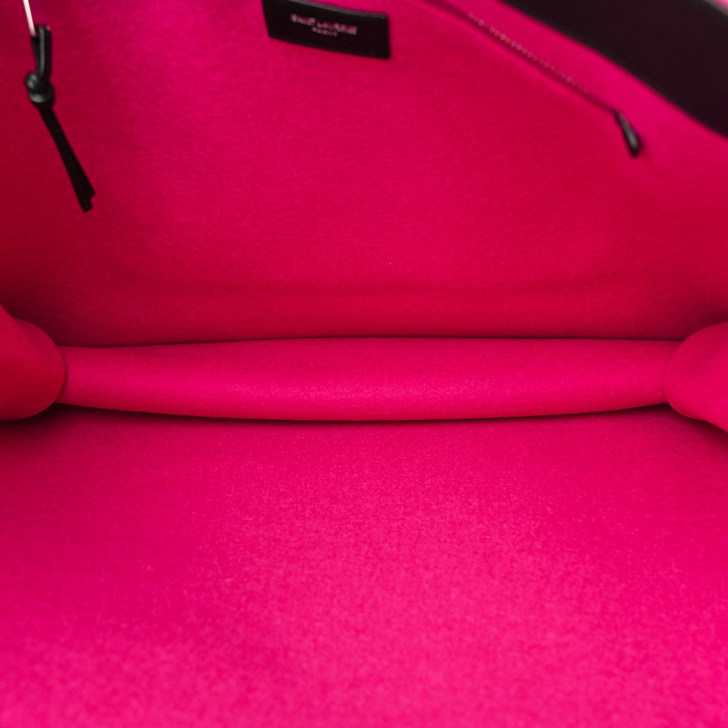 Saint Laurent Wool Rive Gauche Tote Fuchsia 5 of 12