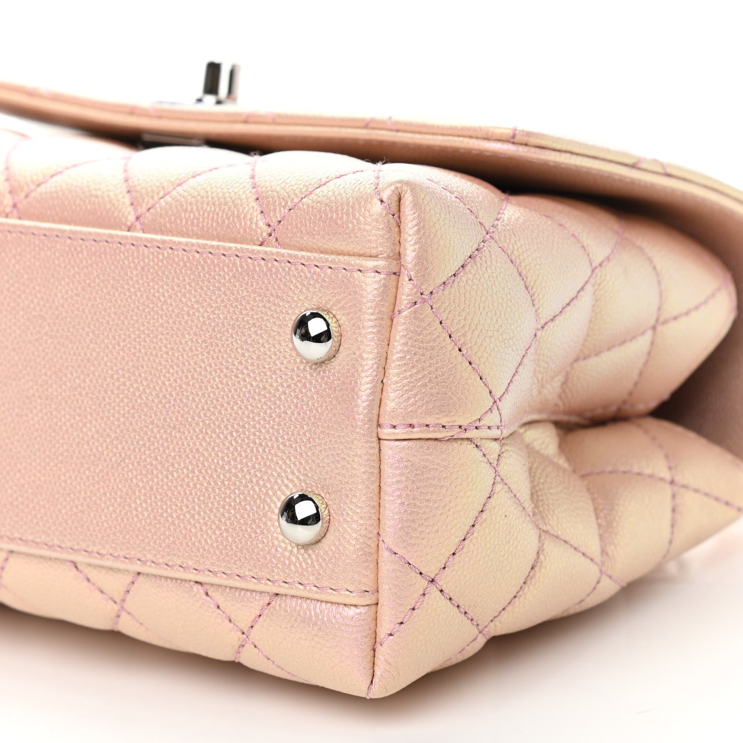 Chanel Iridescent Caviar Quilted Mini Coco Handle Flap Pink 10 of 11