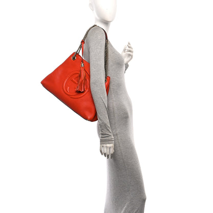 Gucci Pebbled Calfskin Medium Soho Chain Shoulder Bag Sun Orange 2 of 17
