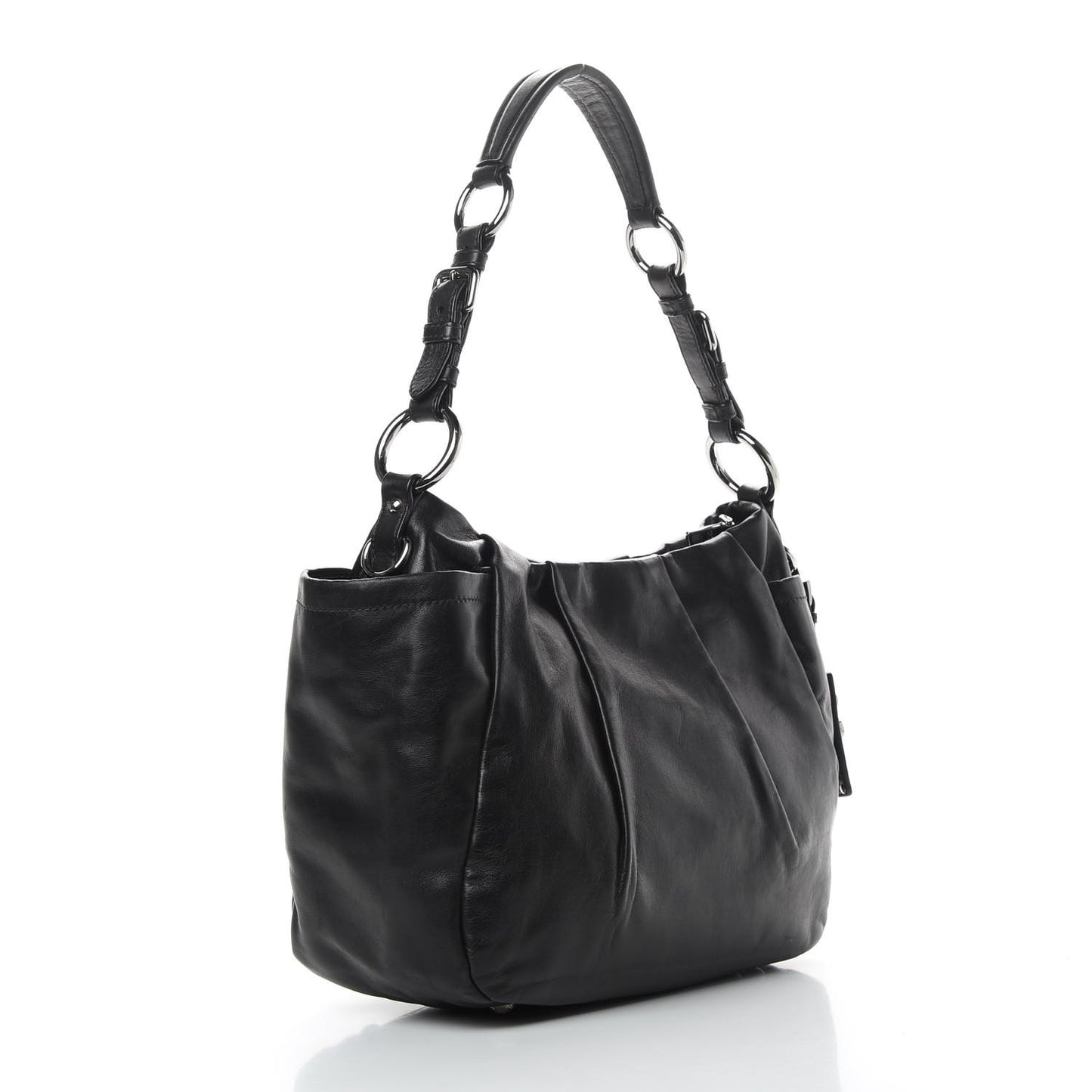 Soft Calfskin Pleated Hobo Black