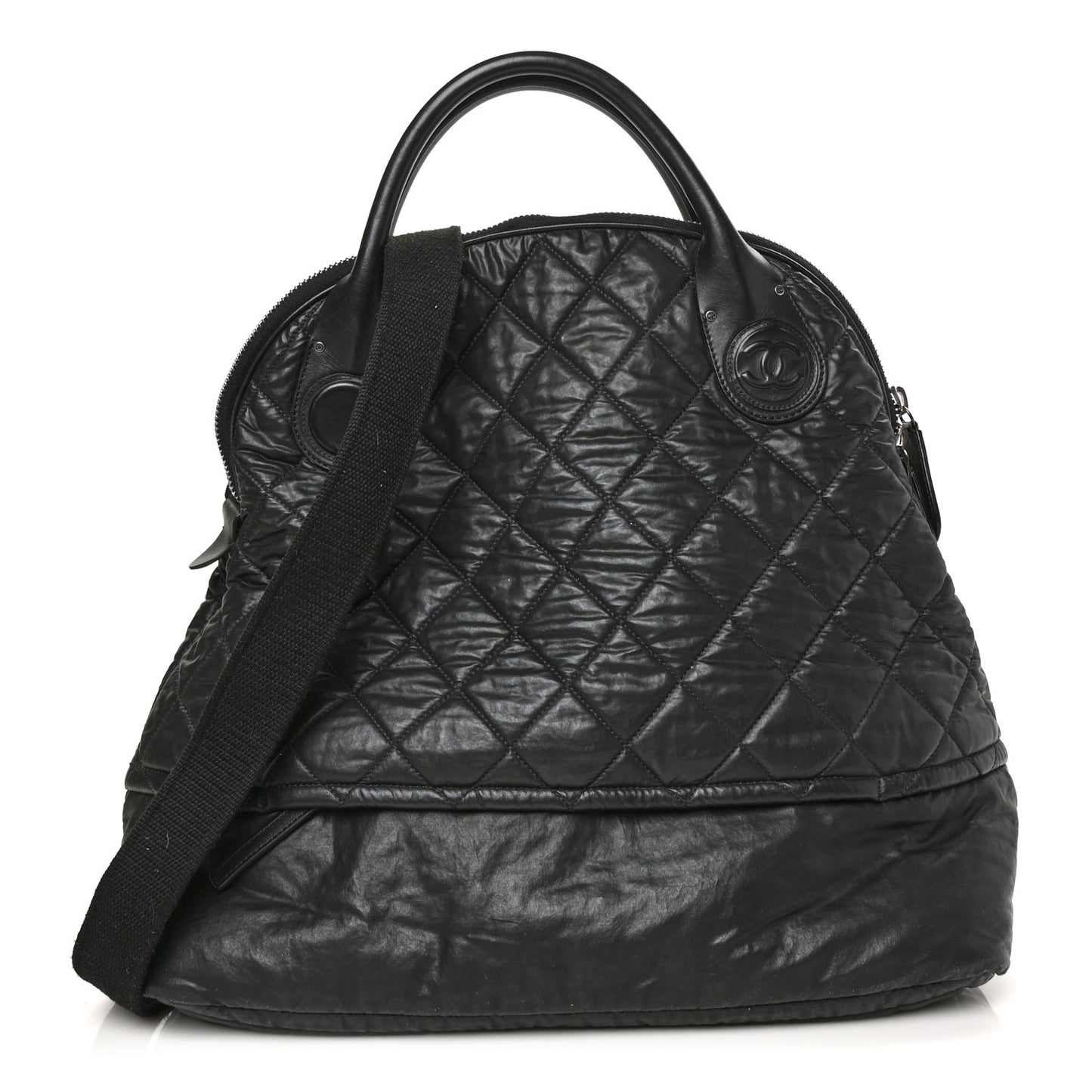 Coated Canvas Quilted Garment Travel Bag Black