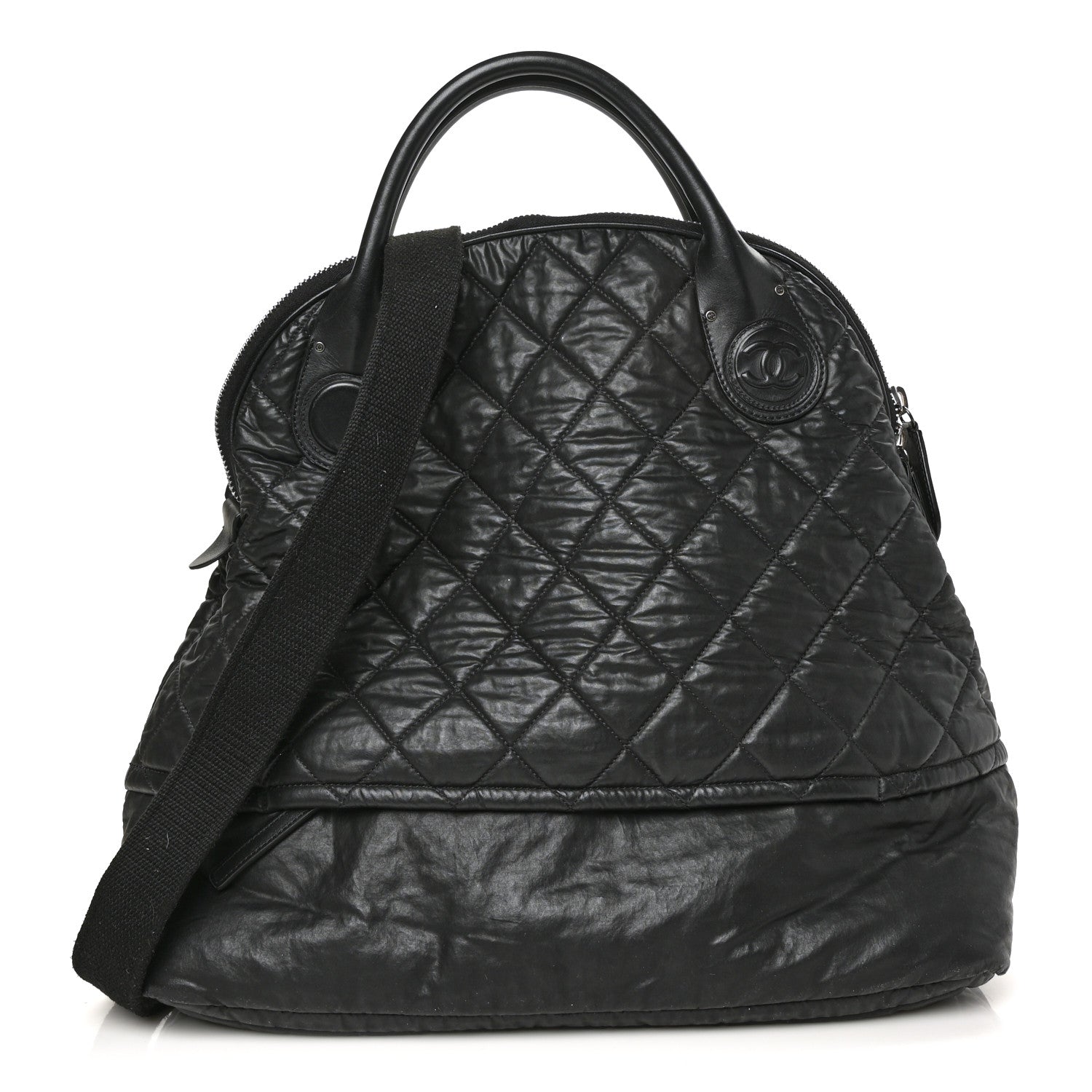 Chanel Coated Canvas Quilted Garment Travel Bag Black 1 of 9