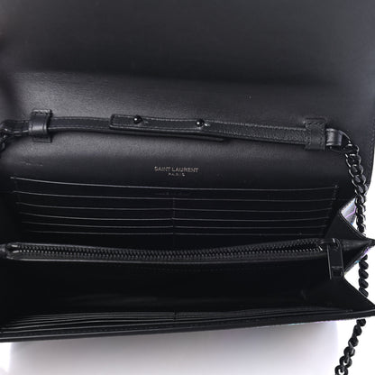 Saint Laurent Grain De Poudre Medium Classic Monogram Multicolor Graphic Print Chain Wallet Black 4 of 4