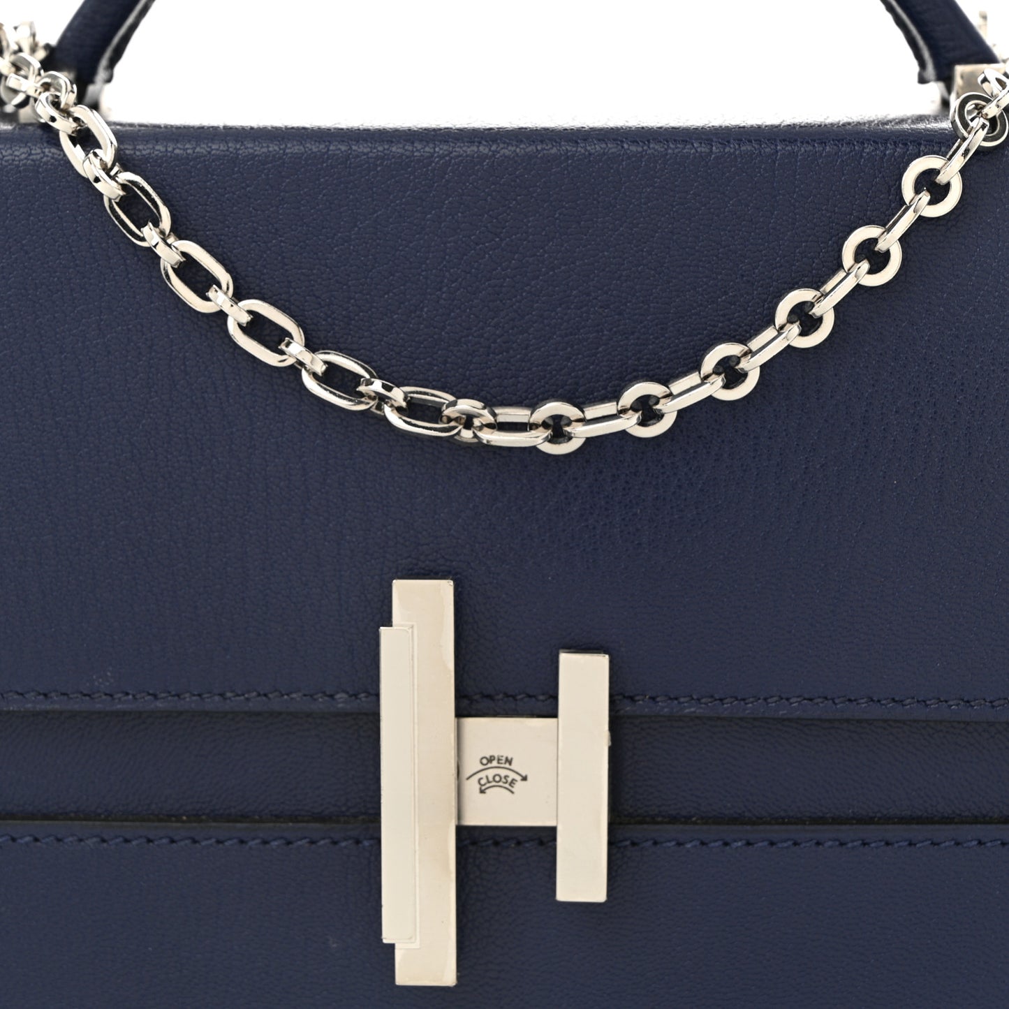 Chevre Mysore Cinhetic Boxy Top Handle Bag Blue Encre