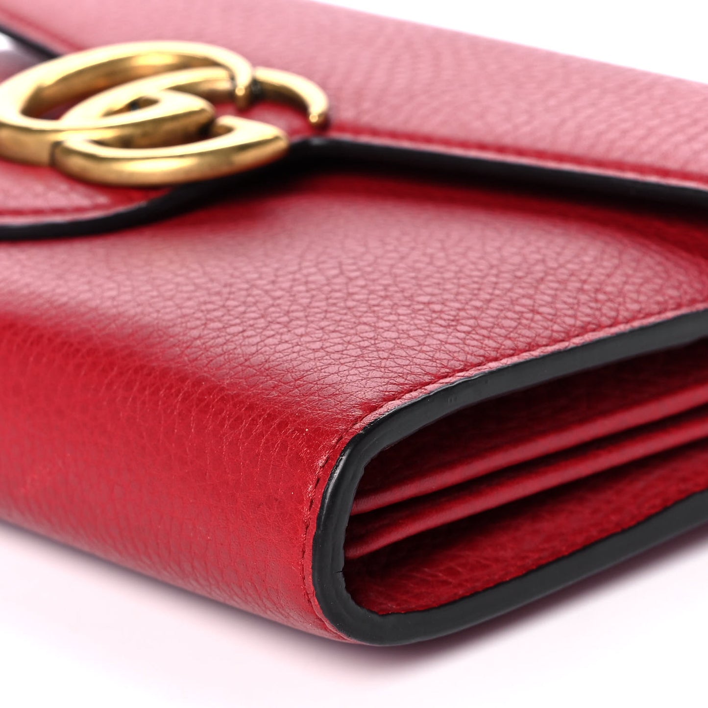 Calfskin GG Marmont Chain Wallet Vulcanic Red