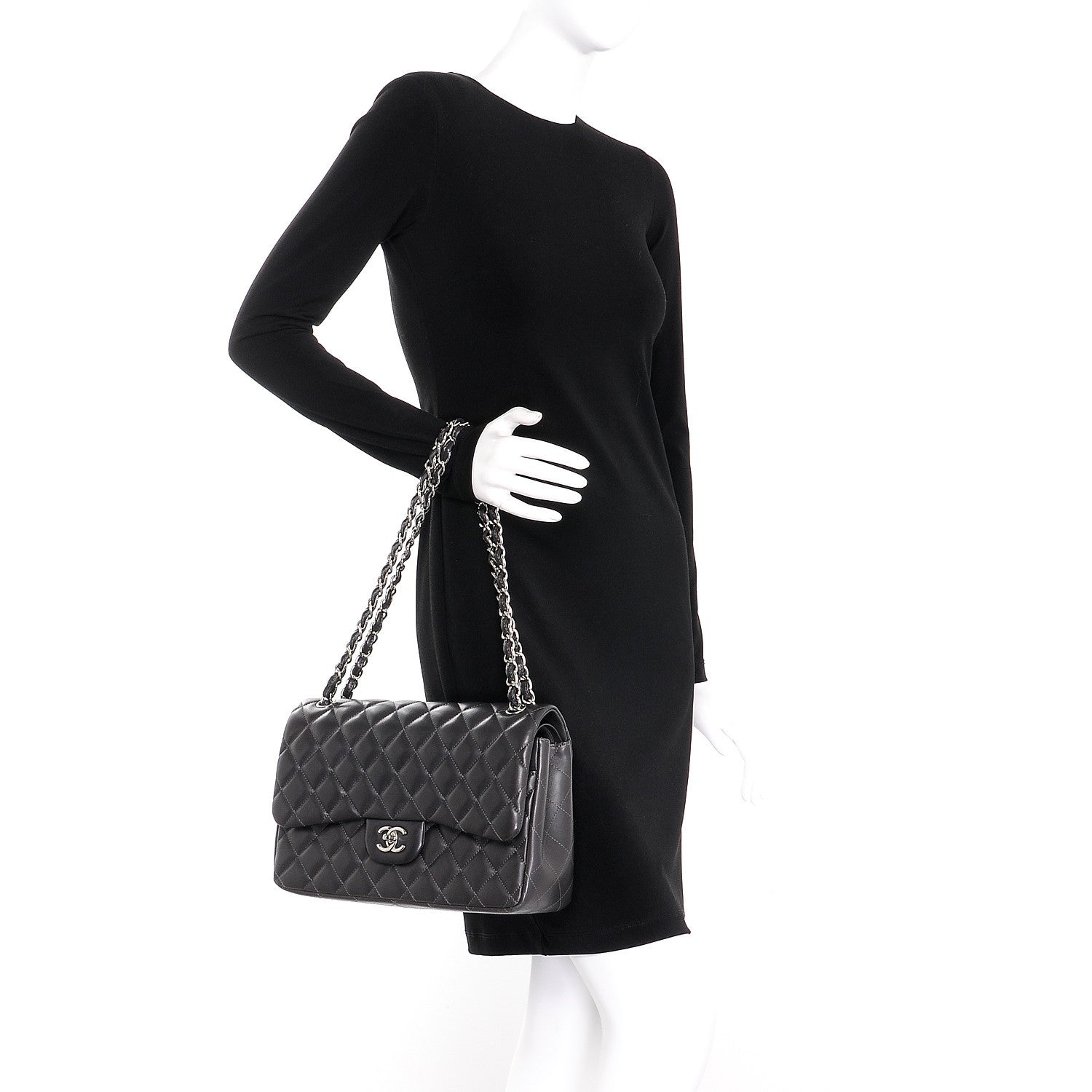 Chanel Lambskin Quilted Jumbo Double Flap Dark Grey 3 of 9