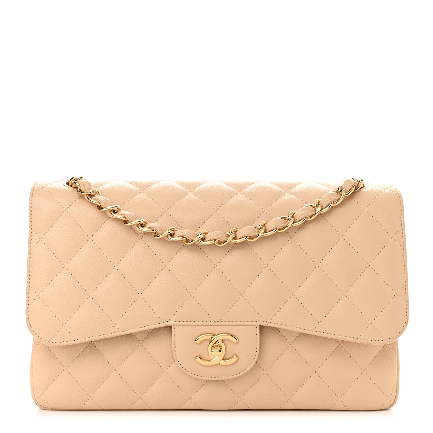 Chanel Caviar Quilted Jumbo Double Flap Beige Clair 1 of 12