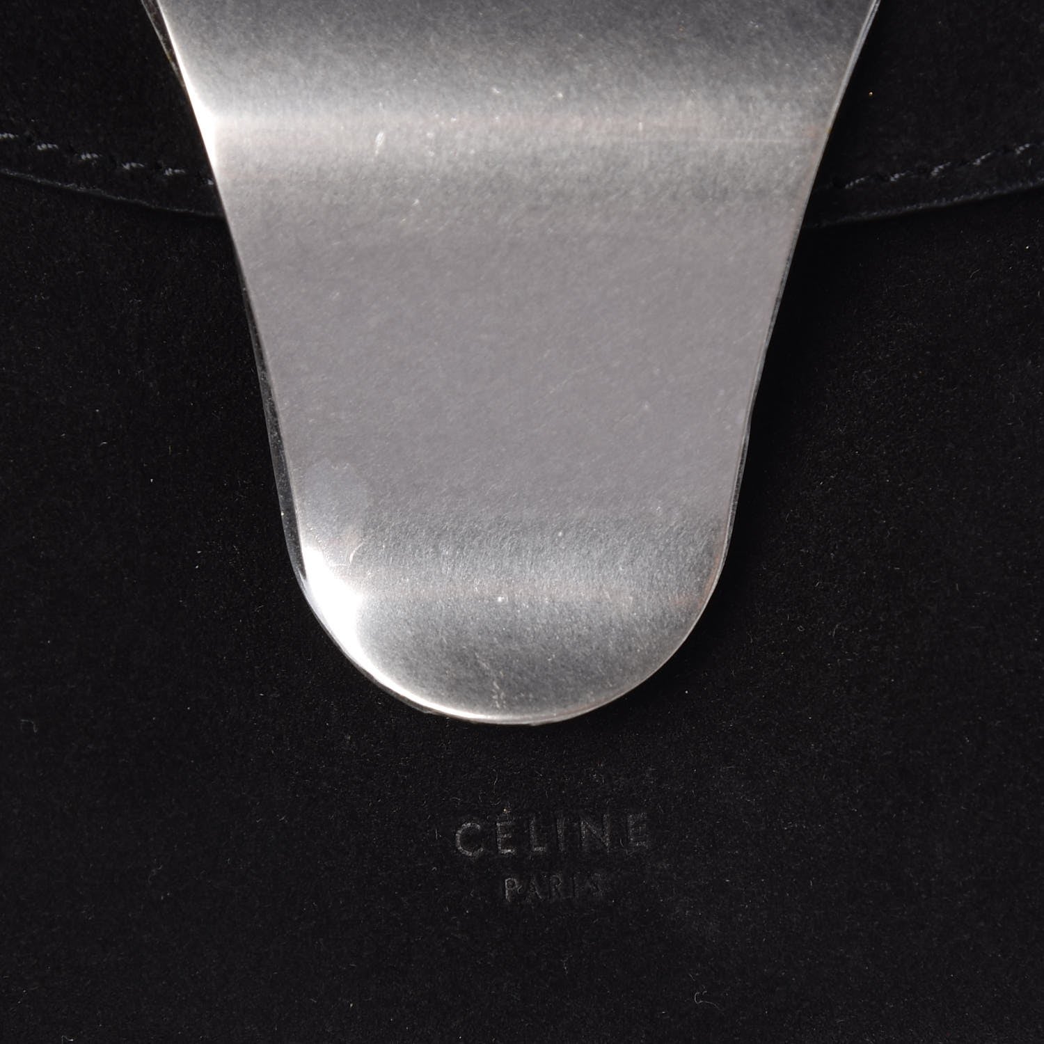 Celine Suede Calfskin Clutch on Chain Black 6 of 7