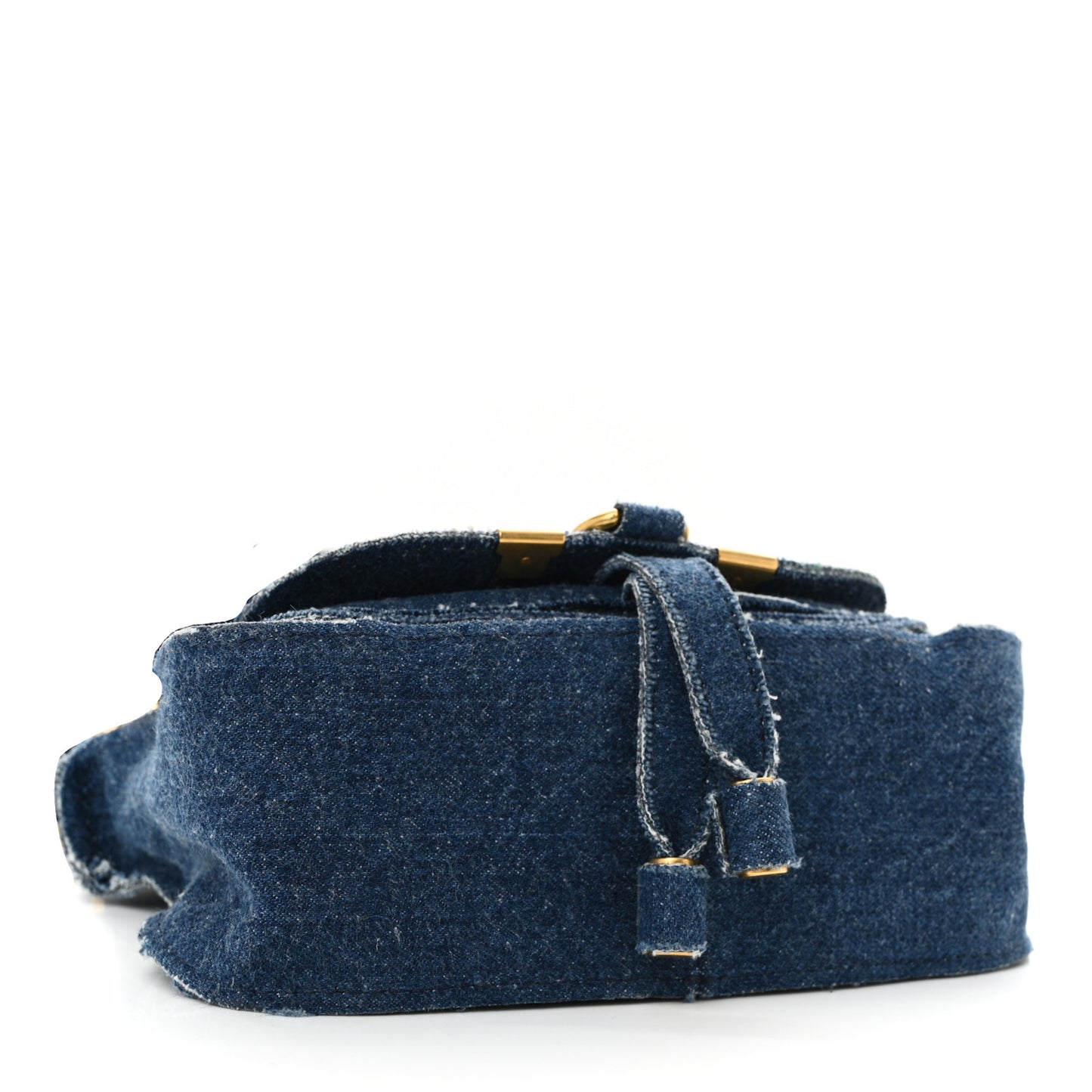 Denim Mini Marcie Saddle Satchel  Blue