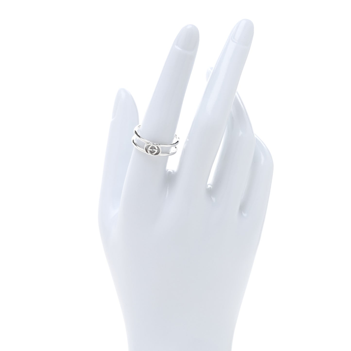 Sterling Silver 6mm Interlocking G Open Band Ring 56 7.5