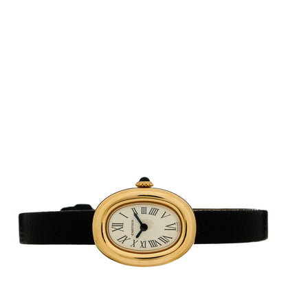 Cartier 18K Yellow Gold Calfskin 18mm Baignoire Quartz Watch 2 of 5