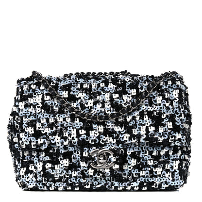 Chanel Sequin Mini Rectangular Flap Black White 1 of 9