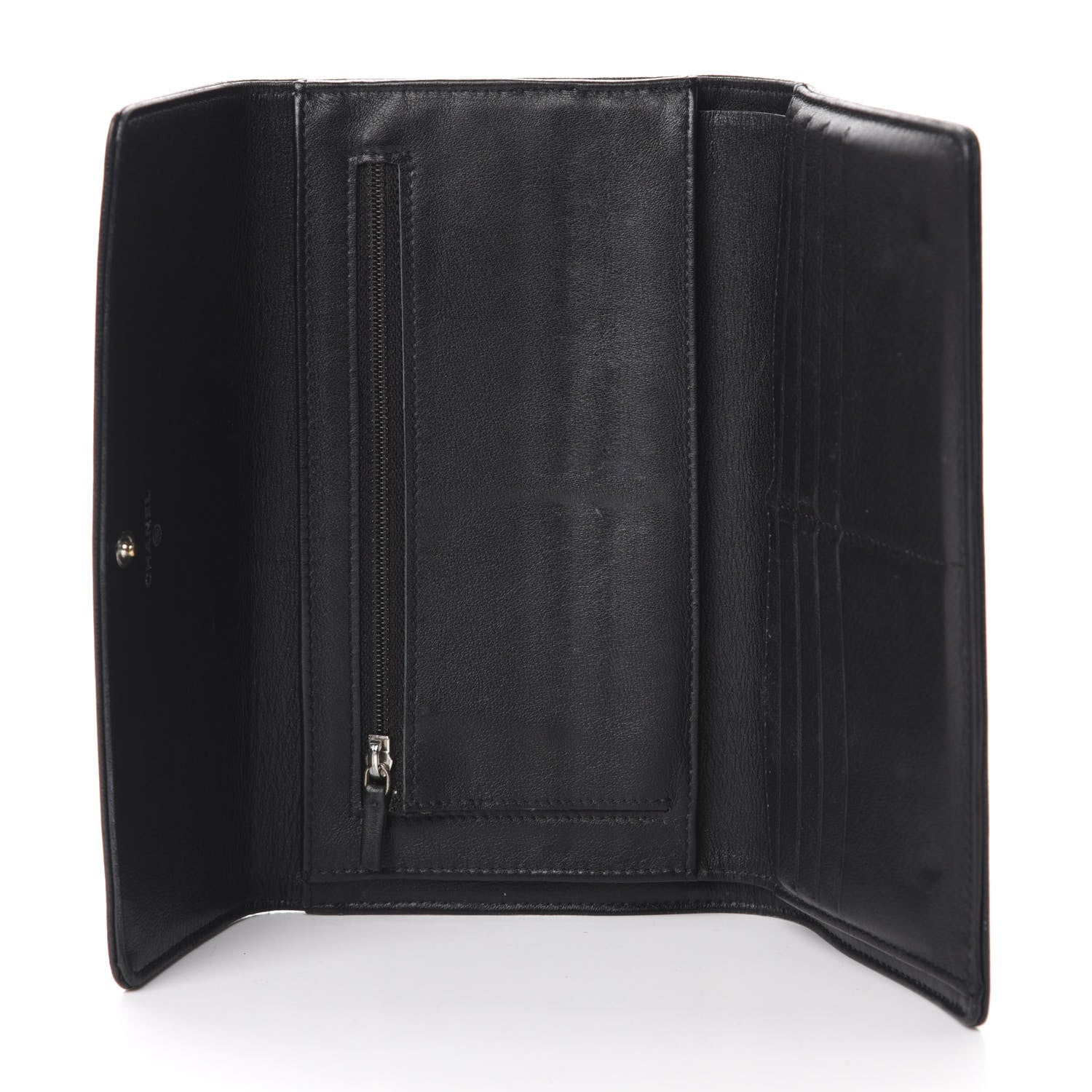 Chanel Caviar Sevruga CC Large Gusset Flap Wallet Black 5 of 11
