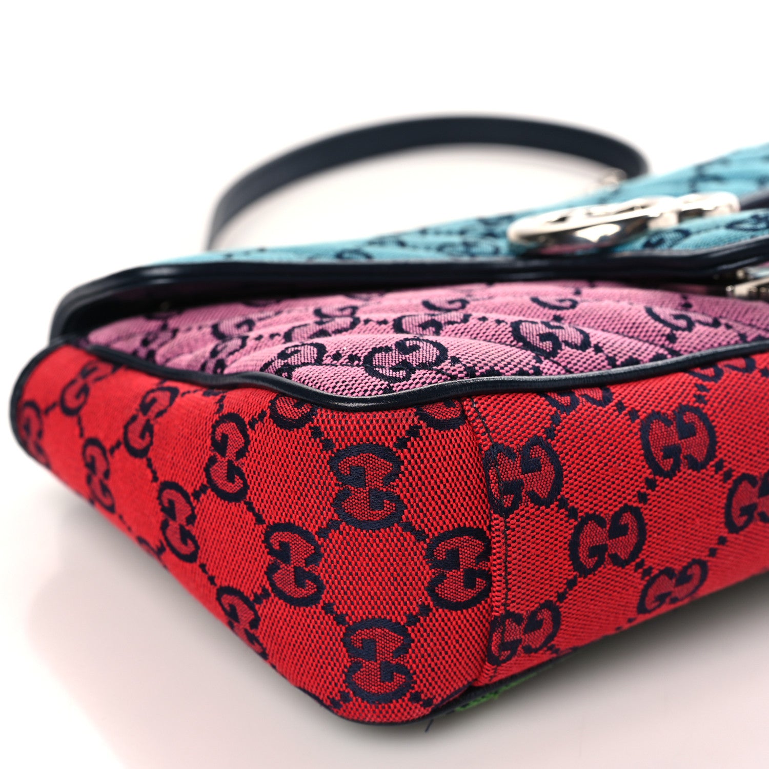 Gucci Monogram Multicolor Matelasse Diagonal Small GG Marmont Shoulder Bag Light Blue Pink Blue Green Red 8 of 9