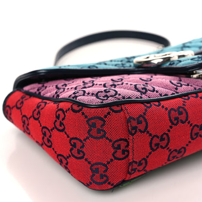 Gucci Monogram Multicolor Matelasse Diagonal Small GG Marmont Shoulder Bag Light Blue Pink Blue Green Red 8 of 9