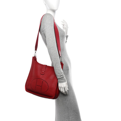 Hermes Taurillon Clemence Evelyne II GM Rouge Garance 2 of 11