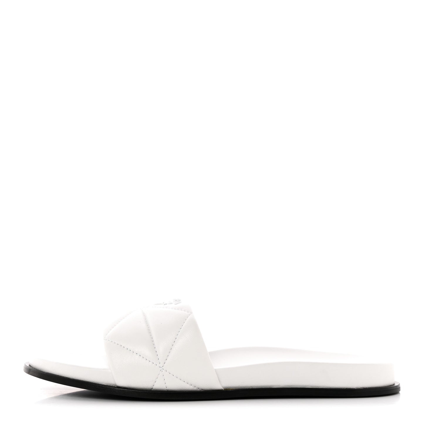 Nappa Logo Quilted Slide Sandals 38 White