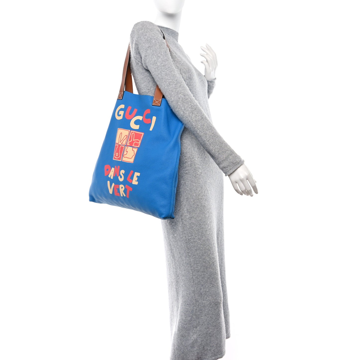 Calfskin Dans Le Vert Large Tote Blue Multicolor