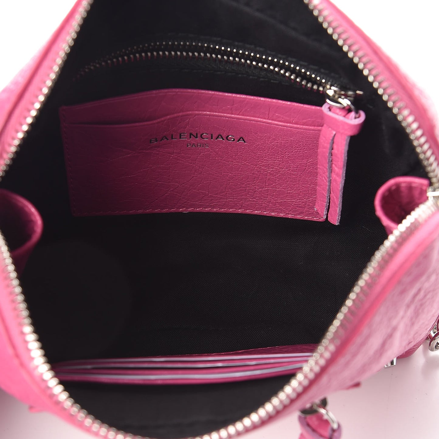 Agneau Arena Classic Silver Hardware Pouch With A Chain Crossbody Rose Flamingo