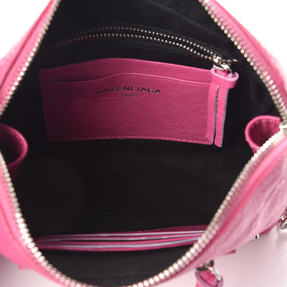 Balenciaga Agneau Arena Classic Silver Hardware Pouch With A Chain Crossbody Rose Flamingo 5 of 9