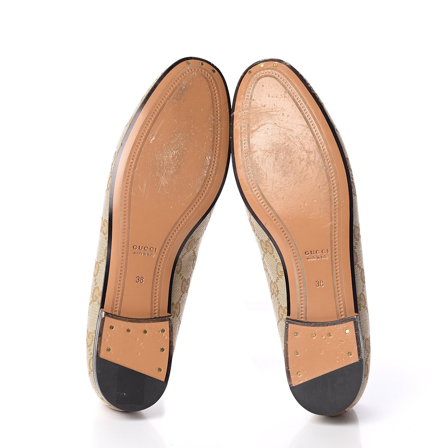 Canvas GG Monogram Horsebit Womens Jordaan Loafers 38 New Sand Friky Taupe