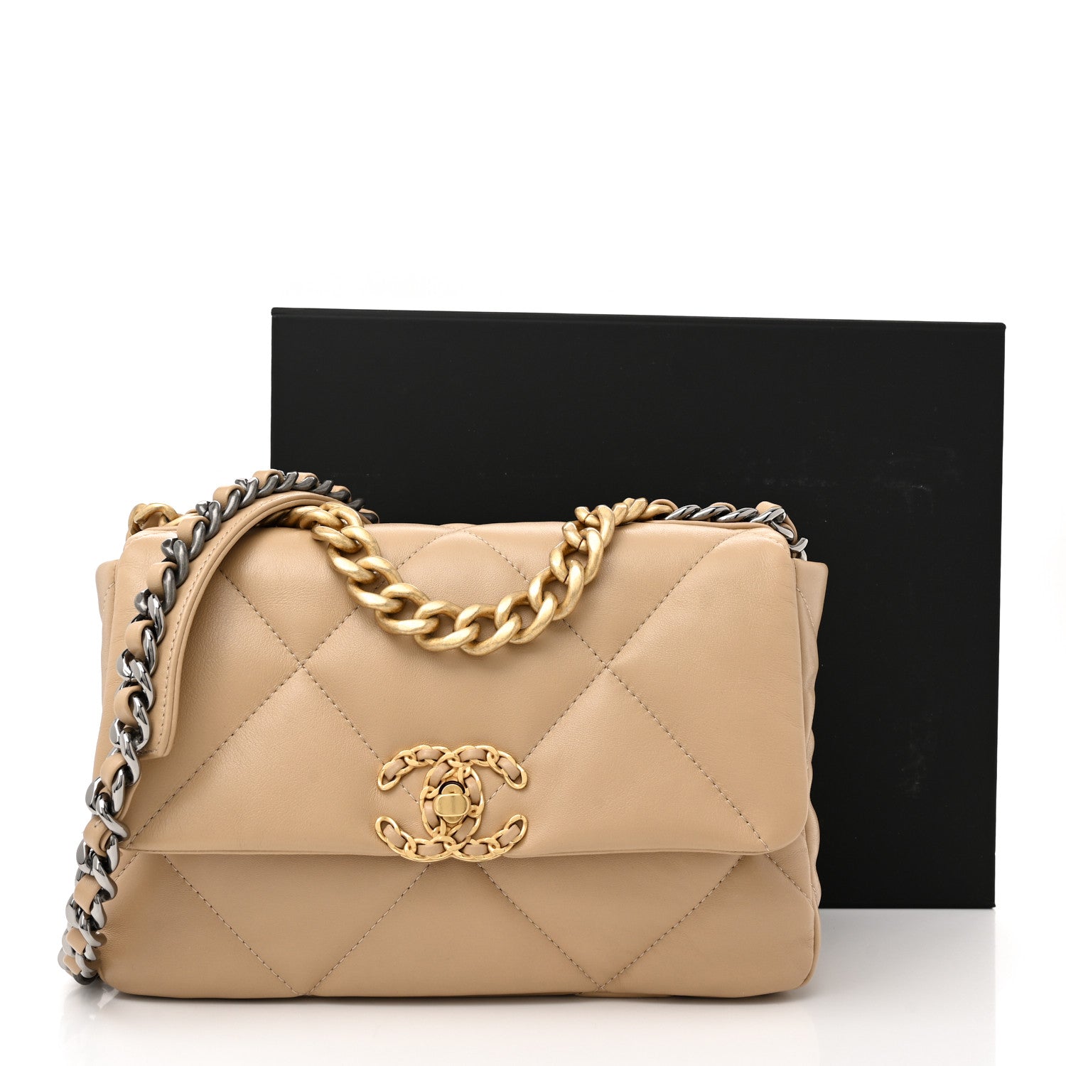 Chanel Lambskin Quilted Medium Chanel 19 Flap Beige 11 of 11
