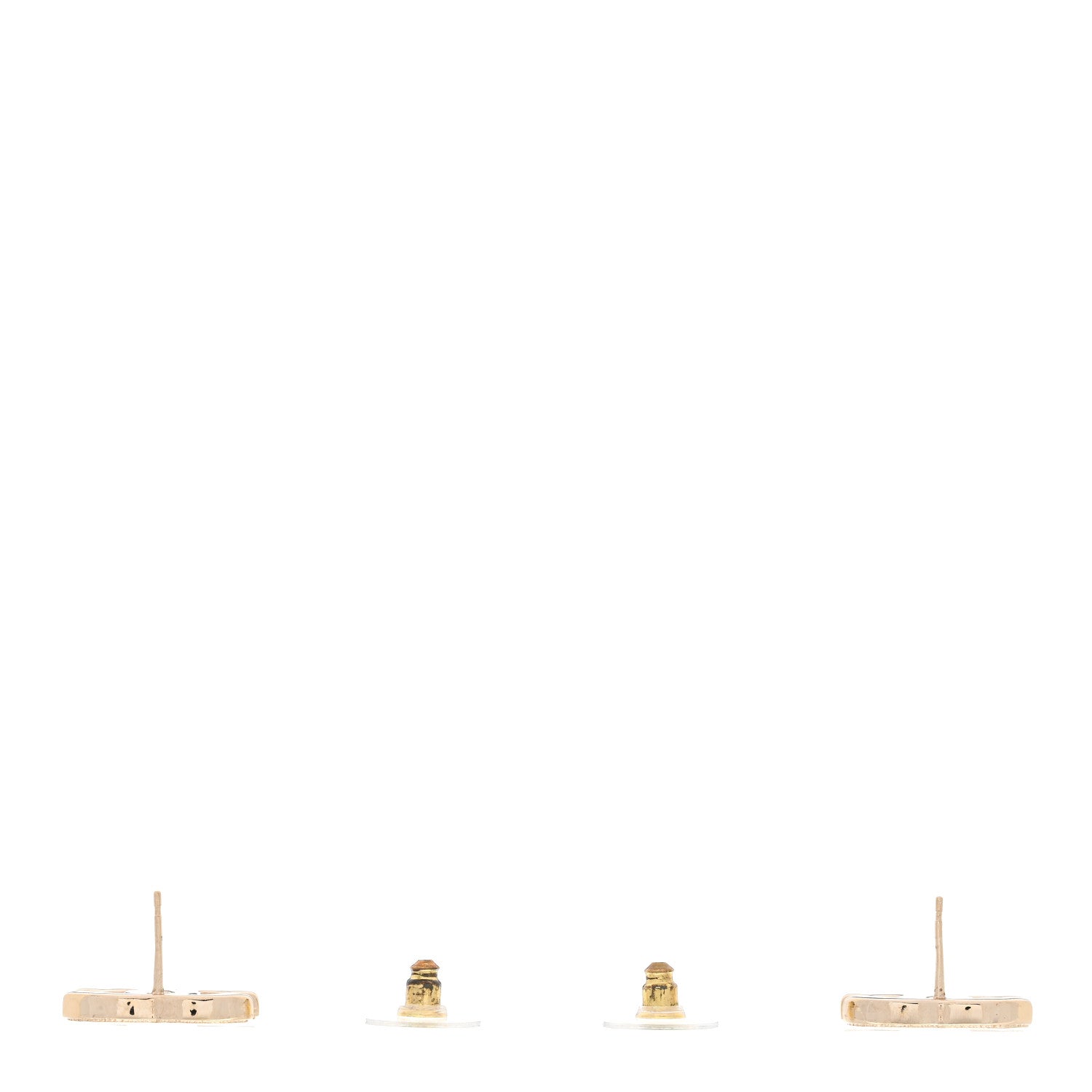 Chanel Enamel CC Earrings Gold White 3 of 5