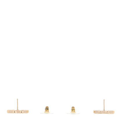 Chanel Enamel CC Earrings Gold White 3 of 5
