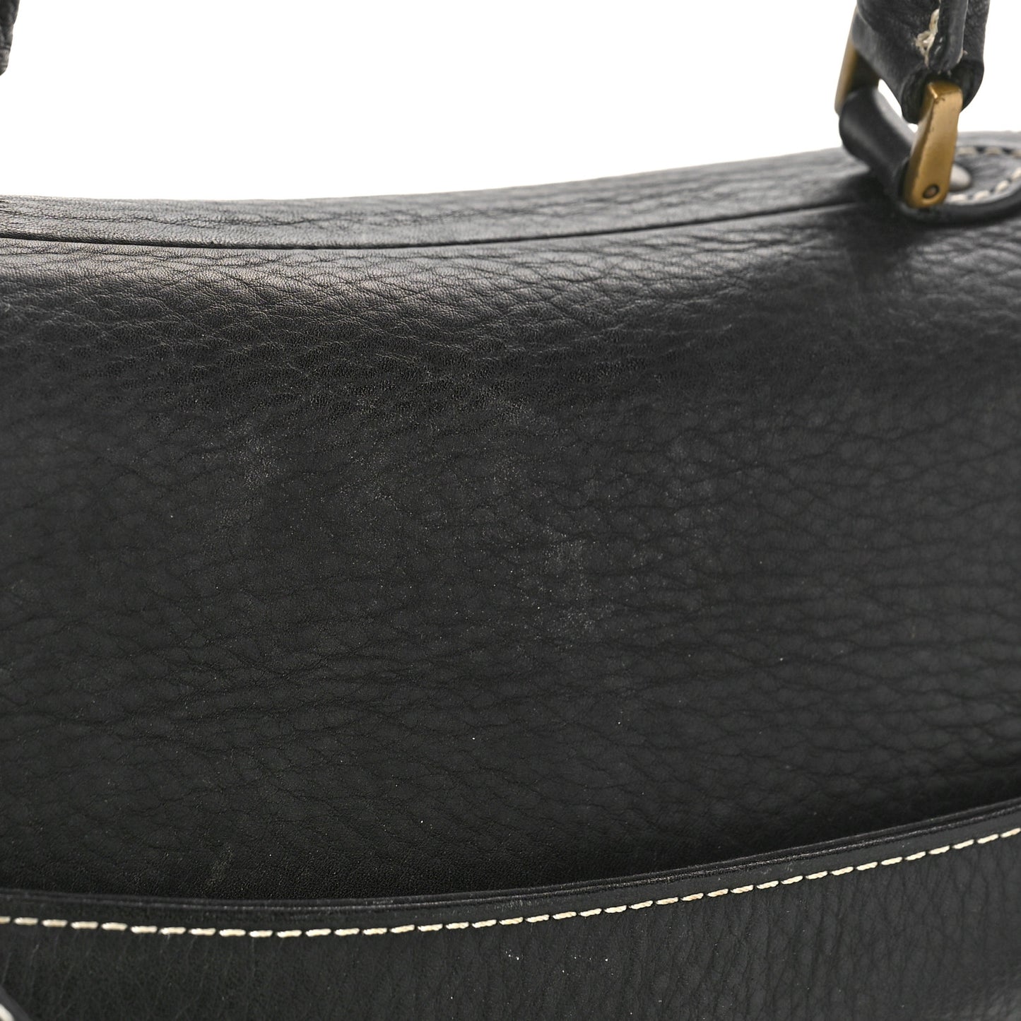 Calfskin Saddle Top Handle Satchel Black