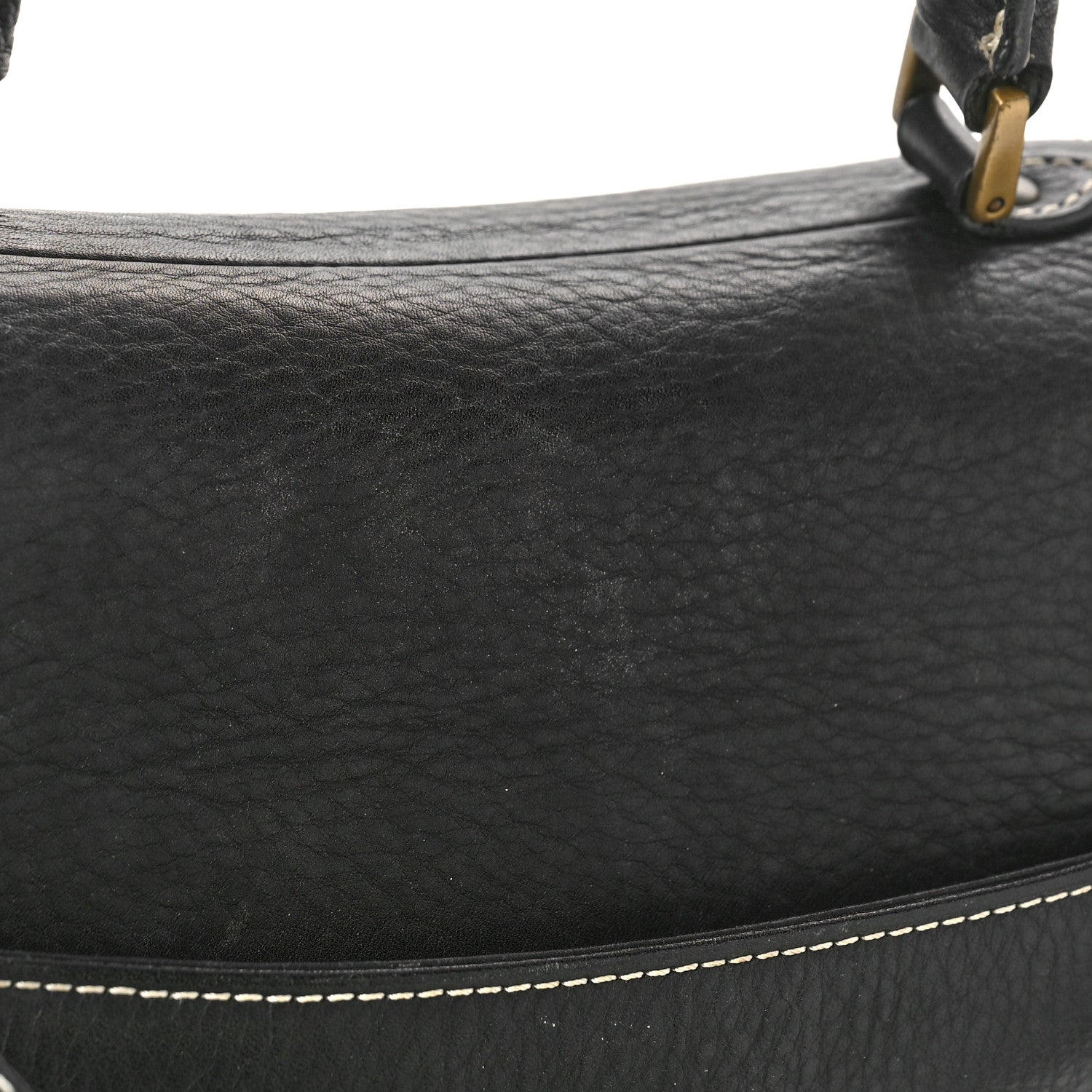 Christian Dior Calfskin Saddle Top Handle Satchel Black 9 of 10