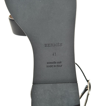 Hermes Calfskin Santorini Sandals 41 Black 6 of 8