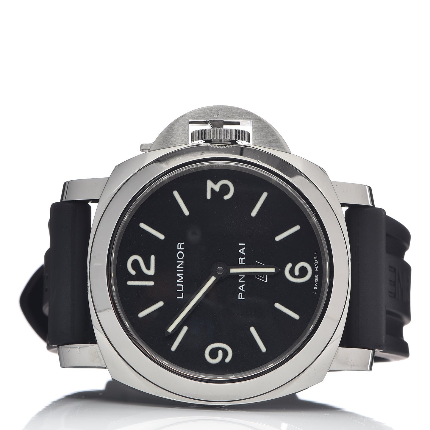 Stainless Steel Rubber 44mm Luminor Base Logo Manual Winding Watch Black PAM00773