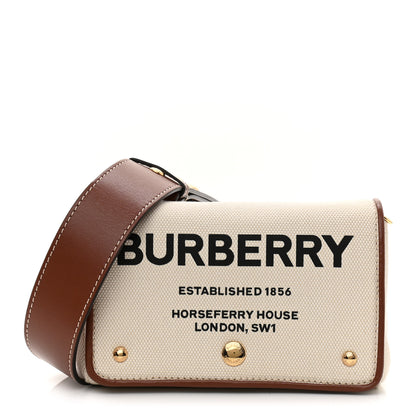Burberry Cotton Canvas Horseferry Print Small Crossbody Bag White Tan 1 of 9