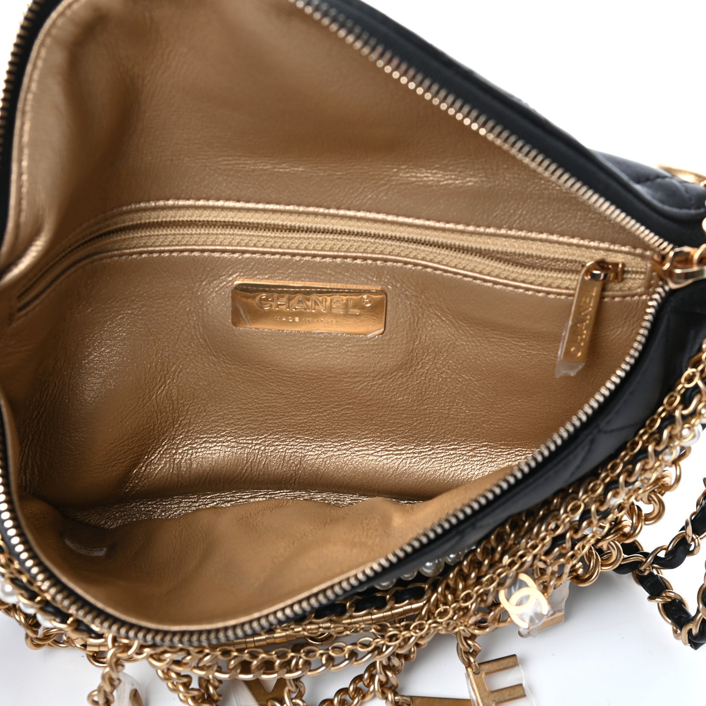 Lambskin Quilted All About Chains Waist Belt Bag Black