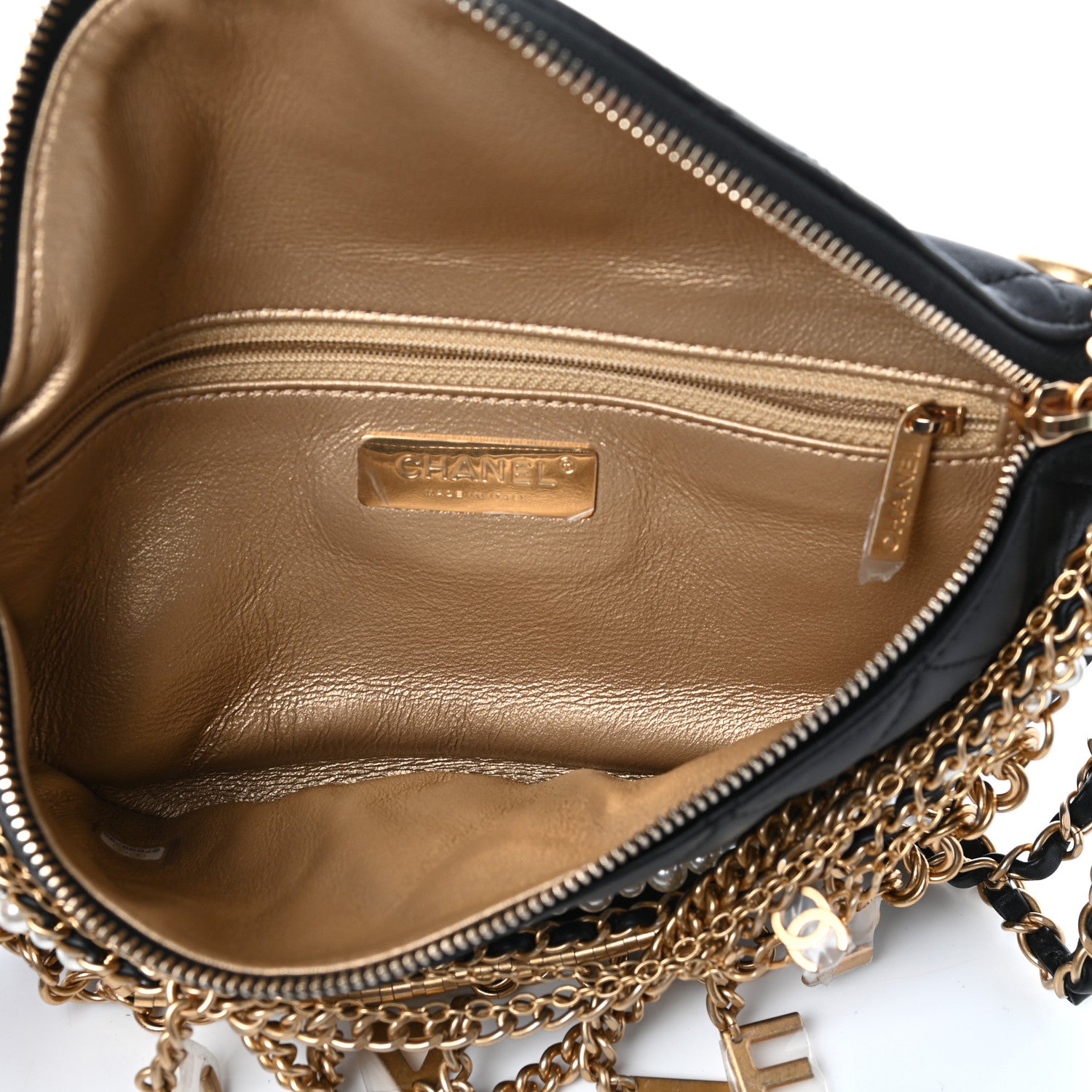 Chanel Lambskin Quilted All About Chains Waist Belt Bag Black 5 of 10