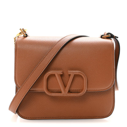 Valentino Garavani Grainy Calfskin Small VSling Shoulder Bag Saddle Brown 1 of 9