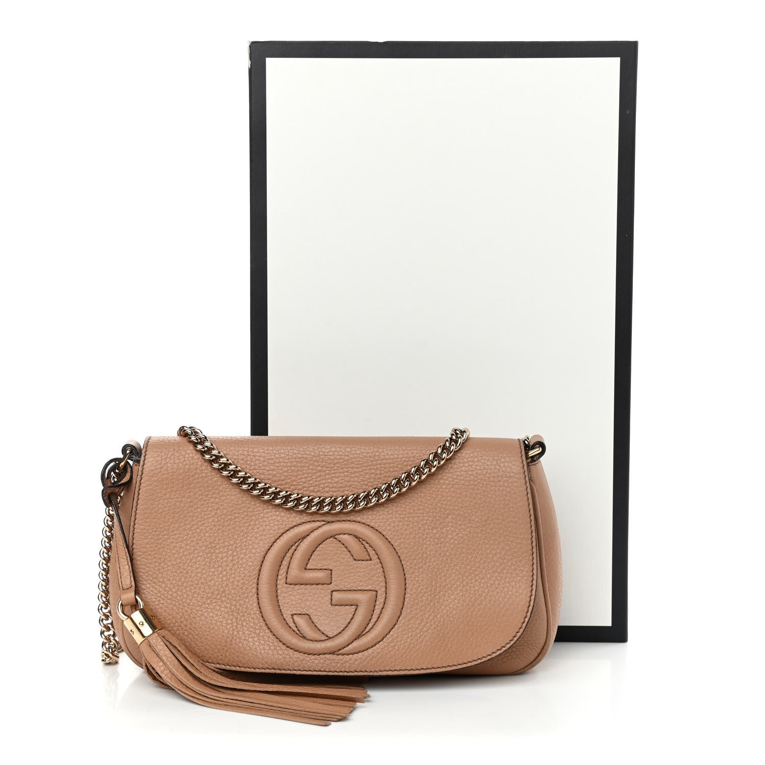 Gucci Pebbled Calfskin Medium Soho Flap Crossbody Camelia 11 of 18