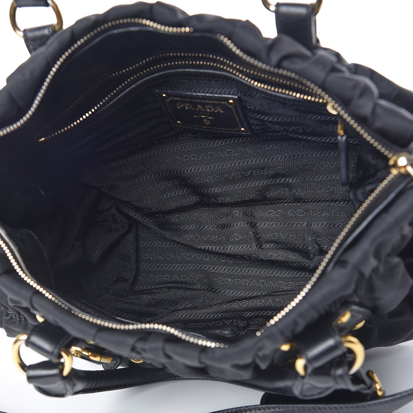 Tessuto Nylon Gaufre Shopping Satchel Black